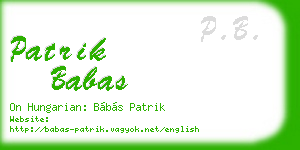 patrik babas business card